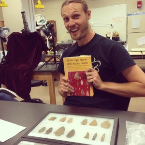 Jesse Tune prepares to talk to the field school students about lithic analysis. 