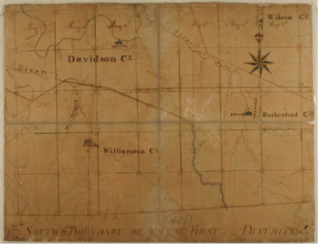 Map of the First Surveyor's District of Tennessee, circa 1807-1808 Digital Image © 2008, Tennessee State Library & Archives. 